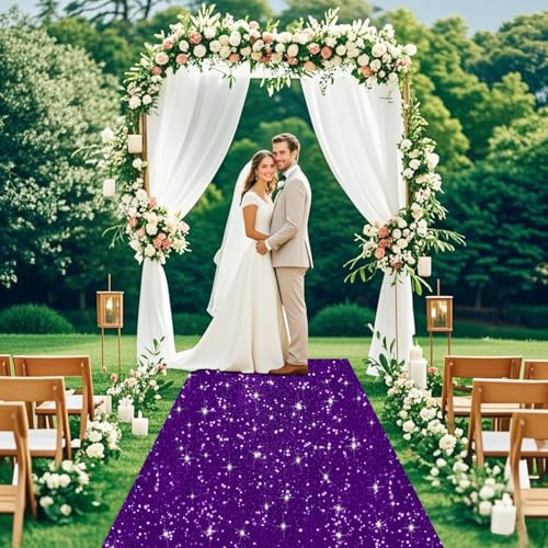 ROMANKAS Glitzernder Gangläufer für Party, Hochzeit, Gangläufer, Outdoor, 1,2 x 4,6 m, glitzernder Gangläufer für Hochzeitszeremonie, Pailletten-Läufer, Teppich für Brautempfang, Dekoration
