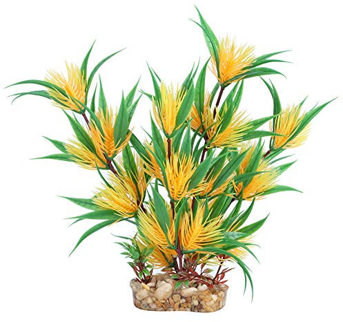 Qukaim Plantes aquatiques artificielles en plastique pour aquarium avec base en sable pour décoration d'aquarium, 30 cm de haut, vert