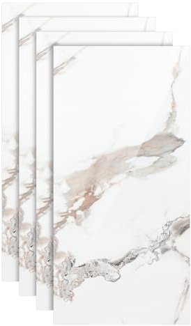 Vkechh YB002 Lot de 8 panneaux muraux 120 x 60 cm, aspect marbre, revêtement mural en PVC, panneau mural de cuisine, panneau mural de salle de bain, paroi arrière de douche imperméable, pour salle de