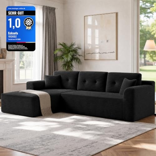 VASAGLE Ecksofa, Keine Montage erforderlich, modulares Sofa, 244 cm breit