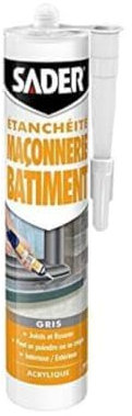 Sader Mastic d’Étanchéité Maçonnerie Batiment – Jointe Tous Matériaux et Colmate les Fissures – Intérieur et Extérieur Sous Abri – Formule Acrylique – Gris– Cartouche 310 ml