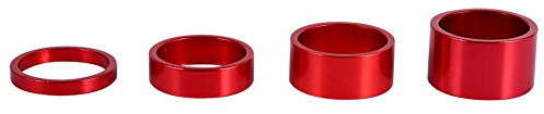 Fahrrad Steuersatz Spacer, 4 Stk 5mm / 10mm / 15mm / 20mm Aluminiumlegierung Fahrrad Vorbau Spacer Steuersatz Gabel Unterlegscheibe für 28,6mm Stuersatz, Gabel, Vorbau(Rot)
