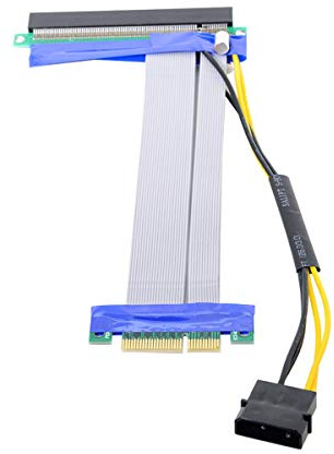 cablecc PCI-E Express 4X auf 16x Flexkabel Extender Konverter Riser Card Adapter mit 4pol Power 15cm