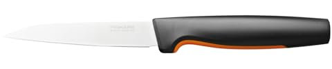 Fiskars Couteau d'Office, Functional Form, Longueur Totale : 23 cm, Acier Inoxydable Japonais/Plastique, 1057542, Noir / Orange