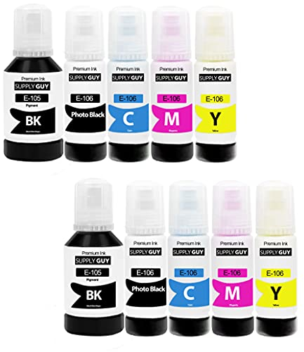 Supply Guy 10x Tinte kompatibel mit Epson 105 106 Multipack für Ecotank L-7160 ET-7700 ET-7700 Series ET-7750 L-7100 Series L-7180 (814ml)