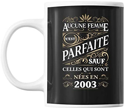 Planetee Mug 2003 Femme Parfaite 22 ans | Tasse Anniversaire imprimée en France