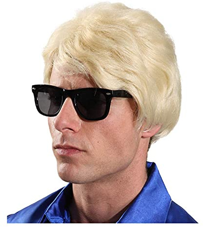 PAPSTAR NEU Perücke Herren Kurzhaar Music Man, Heini, hellblond - mit Haarnetz