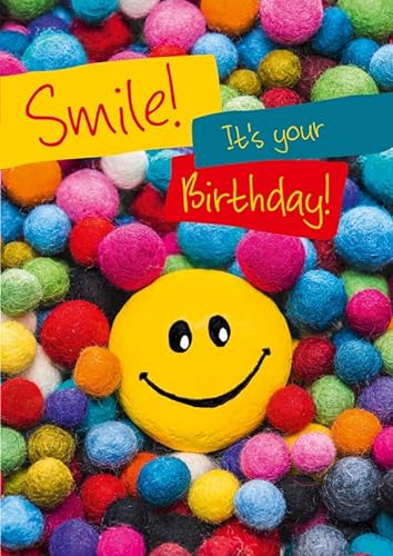 DIN A4 Grußkarte zum Geburtstag, Geburtstagskarte Smile! it's your Birthday!, große Klappkarte mit Umschlag