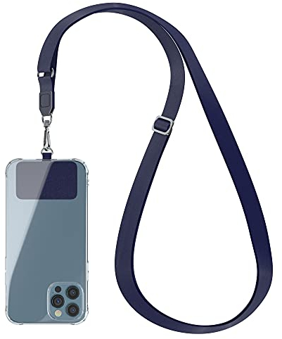 EAZY CASE - Universal Handykette zum Umhängen geeignet für alle Smartphones Handyhüllen Kette zum Umhängen Blau mit breitem Band Handyband mit jeder Hülle kombinierbar Smartphonekette in Blau