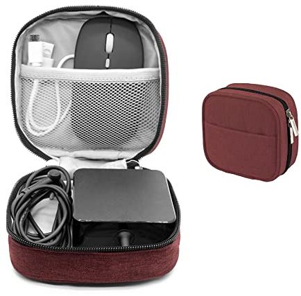 Ruyosn Kabel Organizer Tasche Wasserdicht klein Kabeltasche Maustasche mit Außentasche Elektronische Tasche Electro Organizer Cable Bag Elektronik Zubehör Organisator Kabel für Reise Rot