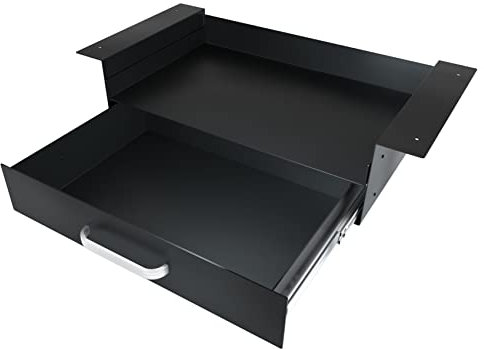 GOME Under Desk Drawer Storage with Laptop/Book/Folders Shelf, Double Layer Easy Slide-Out Undermount Drawer Organizer with Ball Sliding Track for Home Office Sit-Stand Workstation