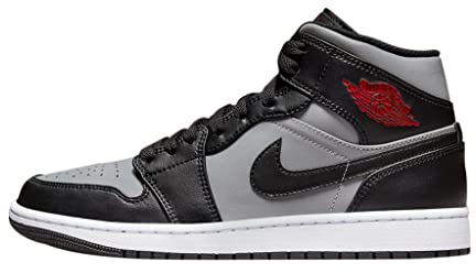 Jordan Herren Air 1 Mid 554724 096 Shadow Red, Größe 46, Schwarz/Gym Red Particle Grey, 45.5 EU