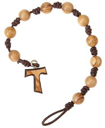 Holyart Rosenkranz Olivenholz Zehner mit Tau und Knoten