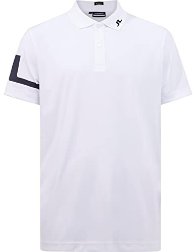 J.Lindeberg Heath Golf-Poloshirt, normale Passform, Jersey, 2022, Weiss/opulenter Garten, XL