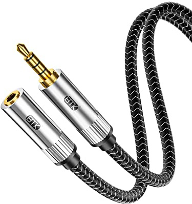 EMK Aux Cable, 3.5mm Audio Cable Nylon Braided Aux Lead for Car, Headphone, MP3 Player, Smartphone, Echo Dot, Tablet, Home Stereos, Laptop & More (3.5mm TRRS Audio Extension Cable, 3M)