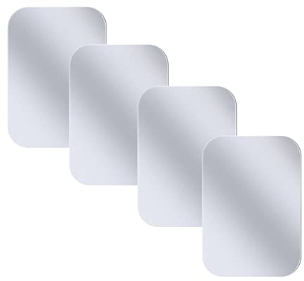 Juspota Metallplatte mit Klebefolie, 4 PCS Metallplättchen Selbstklebend Ersatzplatte Metallplatten, Plättchen für Magnet KFZ Handyhalterung, Ersatzplatten für Handy/Tablet, Silber 4 Rechteckige