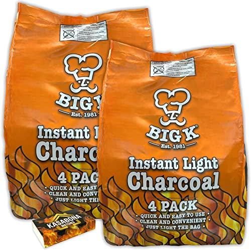 Big K Instant Light Lumpwood Charcoal Instant Lighting BBQ Barbeques Coal with KasaBona Safety Matches (8KG)