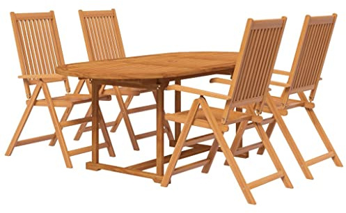 vidaXL 5-TLG. Garten-Essgruppe Massivholz Akazie 120-170 cm