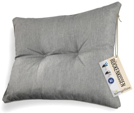 sunnypillow Polster für Gartenmöbel - Rückenkissen 70 x 40 cm für Rattanmöbel - Lounge Kissen Outdoor, wasserdicht, UV-lichtecht - Gartenpolster, Polsterauflagen auf Rattansessel, Stuhl - Grau