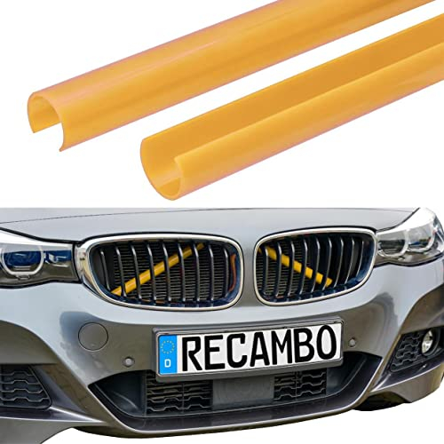 RECAMBO Kühler Grill Einsatz, Frontgrill Zierleisten Streifen, Grill V Streben | Kompatibel mit BMW 1er 2er 5er E60 E61 | F44 F52 | Gelb