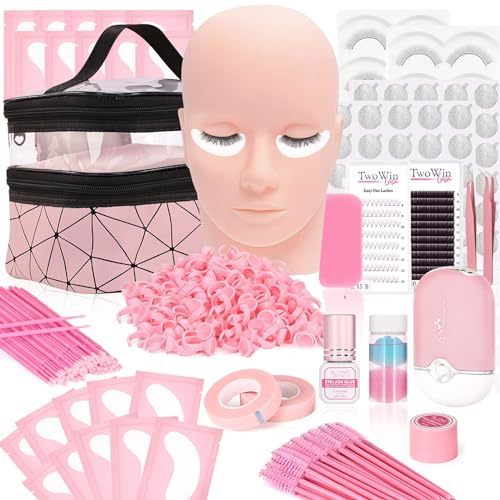 Wimpern Extensions Set, TwoWin Neueste Komplett-Set, Wimpern extensions set anfänger, Wimpern extensions Tasche, wimpernverlängerung wimpern, pinzette, Wimpern Föhn, Kleber, wimpern remover