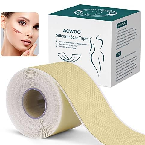 ACWOO Silikon Narbenpflaster, Silikonpflaster für narben, professionell für Narben durch C-Sektion, Operationen, Verbrennungen, Keloid, Akne und mehr, medikamentenfrei, Silikon-Narbenrolle, 4cmx300cm