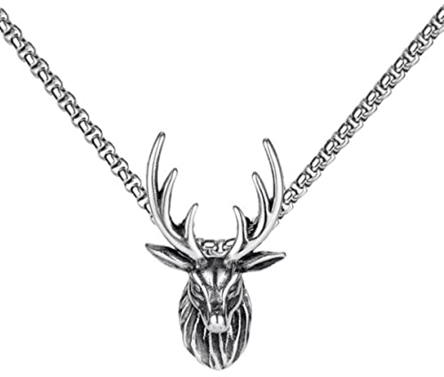 YAHOYA Caza Retro Honor Ciervo Cabeza Titanio Acero Colgante joyería Colgante de Acero Inoxidable Collar dominante