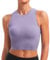 BAYDI Sports Bra Removable Padded Crop Tops High Neck Tank Tops with Built in Bra Longline Yoga Workout Top Lilac