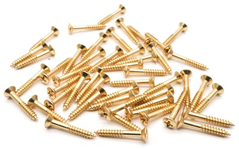 harpfeas Humbucker Tonabnehmerring-Befestigungsschrauben, Tonabnehmerrahmen, Surround-Schrauben, kompatibel mit Epiphone Les Paul Stratocaster SG Gitarre (Gold, 50 Stück)