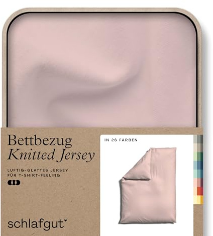 schlafgut Knitted Jersey Bettwäsche 155x220 cm Bio-Baumwolle, Purple Light | Bettbezug, Deckenbezug, Lila, Jersey, mit Elasthan, faltenfrei, bügelfrei, OEKO-TEX
