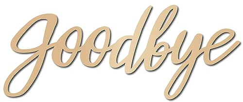 CREATCABIN Goodbye,Lasergeschnittenes Holz-Buchstabenschild,Wanddekoration,Unvollendete Holzschilder,Wandkunst,Lindenholz,Hängende Skulptur,Dekoration Für Malerei,Handwerk,Heimwerken,30x12cm