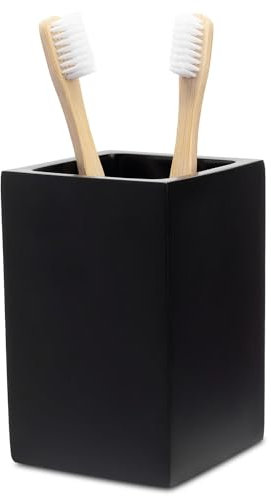 Yew Design Porte-brosses à Dents et Dentifrice, Noir Mat, pour Salle de Bain et comptoir – Organiseur carré pour brosses à Dents électriques, Fil Dentaire, rasoirs, Coton et Bain de Bouche