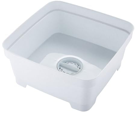 Minky Washing Up Bowl with Sink Plug Strainer, Multipurpose Square Basin, Speckled White, 11L, UK Made