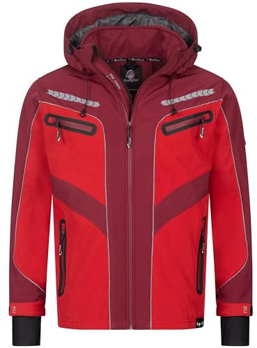 Rock Creek Herren Softshell Jacke Outdoor Jacke Windbreaker Übergangsjacke Anorak Kapuze Regenjacke Winterjacke Herrenjacke Jacket H-314 Rot L
