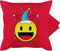 Kissenbezug - & - Kissen - Karneval Emoticon Konfetti I Karneval Smile I Happy Face Fasching - 50 x 50 cm - Rot - karnevalskissen Fasching- Party kissenbezüge sofakissen mit Carnevale für alle
