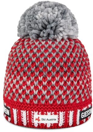 GIESSWEIN Ski Austria Beanie Laaxer Stökli - Merino Mütze Herren & Damen, Fleece gefütterte Wintermütze Damen, ÖSV Haube Herren, Mütze Damen mit Bommel, warme Strickmütze, Bommelmütze aus Merinowolle