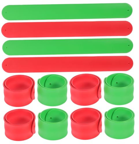 FONDOTIN Geschenkpapierhalter 12 Stück Silikon Slap Bänder in Rot Grün Geschenkpapierrollen Halter Clips Wiederverwendbare Geschenkpapier Klemmen Aufbewahrung und Posterrollen