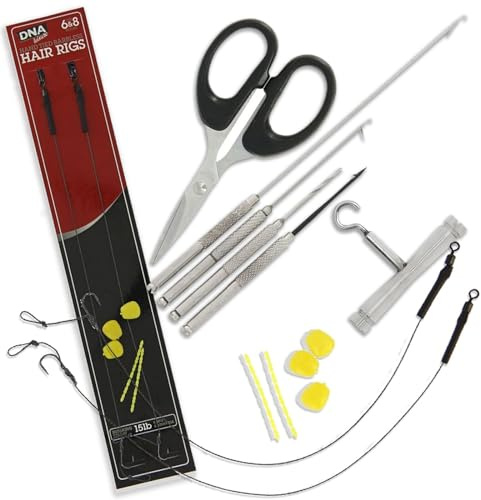 NGT Carp Baiting Tool Boilie Needle 6pc Braid Scissor Splicer Knot Puller + 2 Rigs