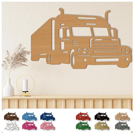 Namofactur XXL Holz Deko Wandschild LKW - Vielseitige Wanddeko für Wohnzimmer bis Büro - Geschenk für Umzug, Geburtstag, Männer Fahrer