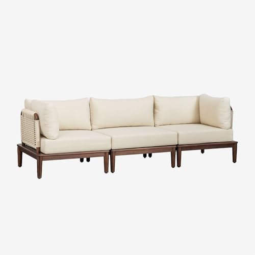 SKLUM Giulia 3-teiliges modulares Gartensofa mit 2 Ecksesseln in Akazie -