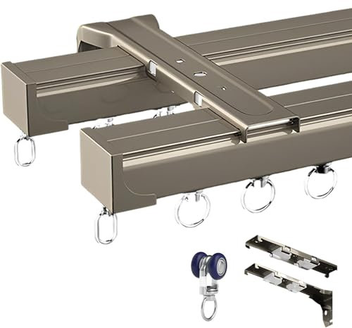 Deckenvorhangschiene, Gardinenschiene aus Aluminium Vorhangschienen, Komplett-Set mit 2-läufiger Schiene, für Schiebevorhänge, Strapazierfähig, Wohnmobil-Schienensystem, Raumteiler Gardinenschiene (C