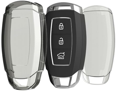 kwmobile Autoschlüssel Hülle kompatibel mit Hyundai 3-Tasten Autoschlüssel Keyless Go - Schlüsselhülle Silikon Cover - Schwarz Transparent