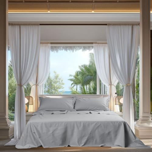Cassera Casa, Parure Letto Lenzuola, 100% Mussola di Cotone, Tinta Unita, Leggero, Estivo, Made in Italy, Matrimoniale, Lenzuolo sopra 260x290 + 2 Federe 50x80Cm (Grigio)