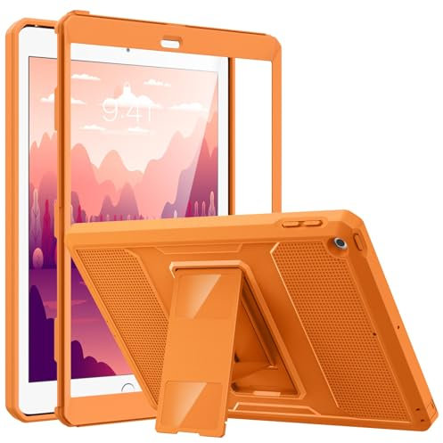 MoKo Funda para iPad 9.7 2018/2017, iPad 6.a Generación/iPad 5.a Generación - Anti-Rasguños Híbrido Resistente con Protector de Pantalla Incorporado & Soporte para iPad 9.7 Pulgada, Naranja