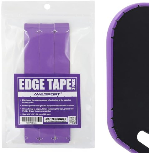 AMA SPORT Pickleball Paddle Edge Guard Tape 3 Pack Protection Tapes 20mm Width Paddle Edge Cover Perfectly Fits Curved Without Wrinkling (Purple)