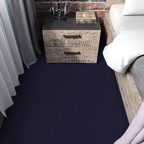 Elffloor Carpet Tiles Self Adhesive Carpet Floor Tiles, Anti-Slip Flooring Rugs for Living Room Office Bedroom, Dark Blue Peel and Stick Carpet Floor Thick 4.5mm 30 x 30 cm 20pcs