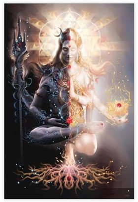 Kxzsey Spirituelle Kunst, Shiva Shakti, Shiva, Kunst, Lord Shiva, Leinwand, Poster, Schlafzimmer, Dekoration, Landschaft, Büro, Raumdekoration, Geschenk, 30 x 45 cm
