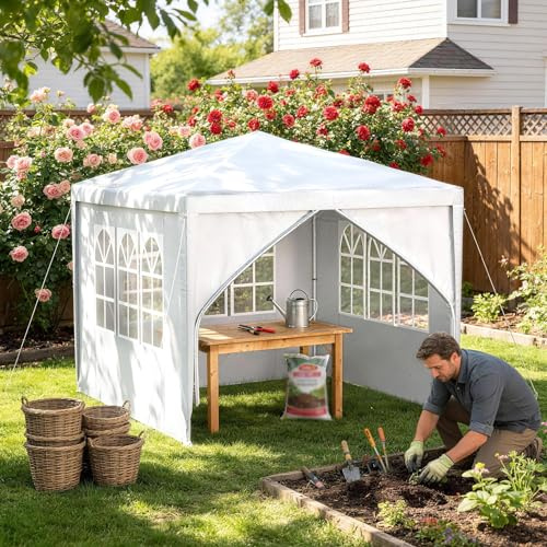Aufun Pavillon Partyzelt 3x3 m Festzelt Bierzelt Gartenzelt Weiß | Outdoor Gartenpavillon UV Schutz mit 4 abnehmbaren Seitenwänden & Dach Winterfest Camping Zelt- Anthrazit
