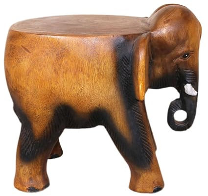 Wood Elephant Stool Entryway Stool Housewarming Gift Seat Decorative Plant Stand Foot Stool for Patio Bedroom Closet Hallway, 25x20x20cm