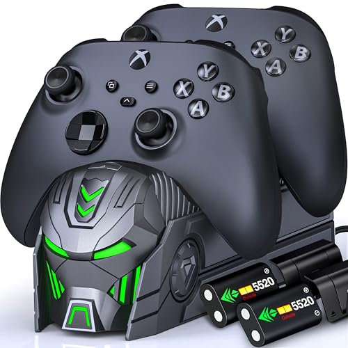GAMSINGY Station de charge pour manette Xbox One/Xbox Series X&S, 2 x 5520 mWh (2 x 2300 mAh), compatible avec Xbox One S/X/Elite, Xbox Series X/S